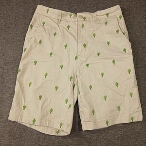 Isaac Mizrahi New York Embroidered Cactus Khaki Shorts‎ 32
